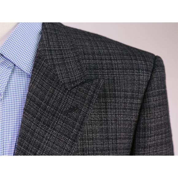 Nat Nast Gray Black Woven Peak Lapel Patch Pocket Wool Blazer Jacket 42R - Picture 4 of 9